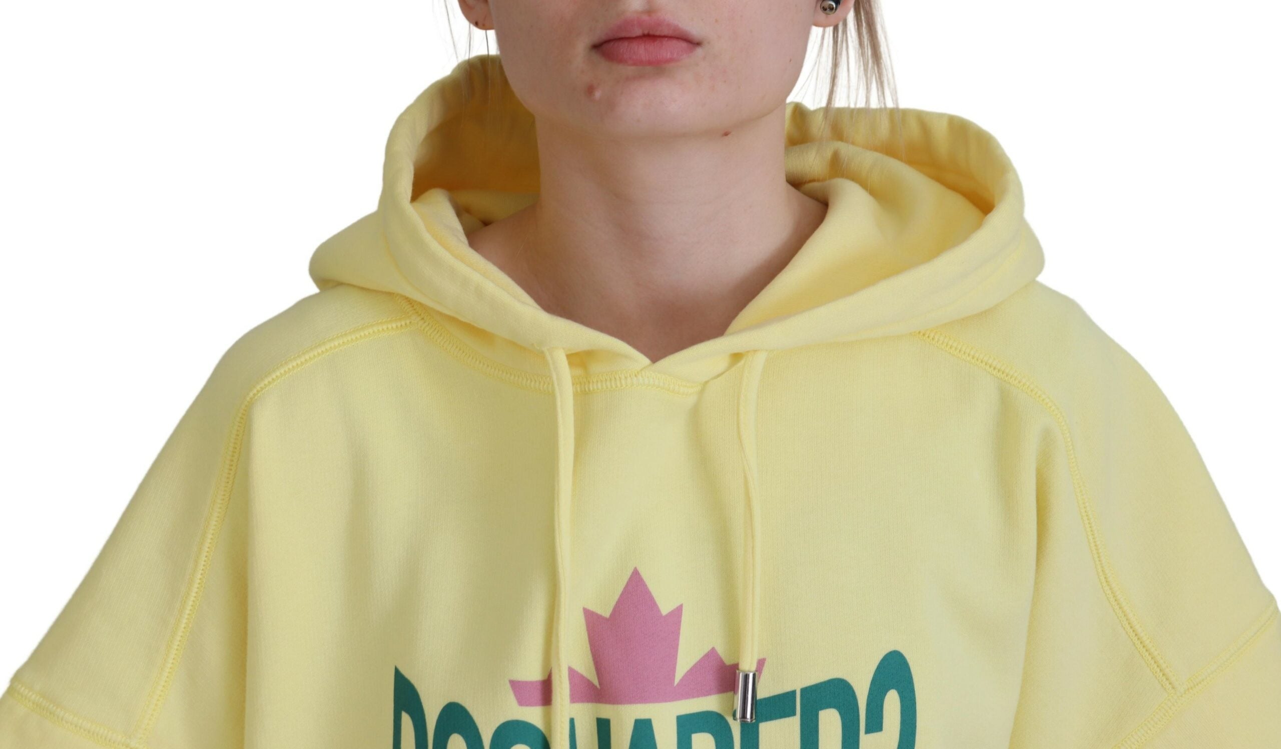 Dsquared² Sarı Logo Baskılı Pamuklu Kapüşonlu Sweatshirt Kazak